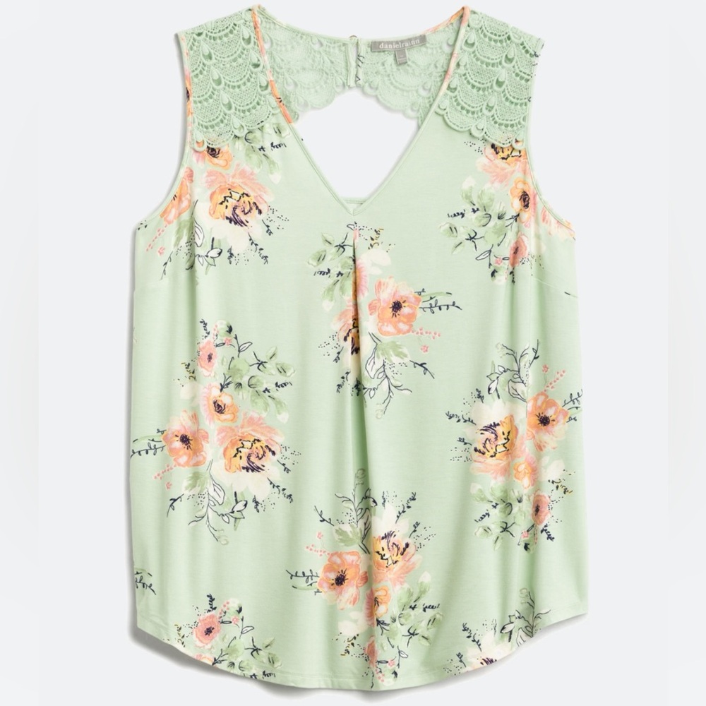 Daniel Rainn Mint Fantine Crochet Detail Knit Top
